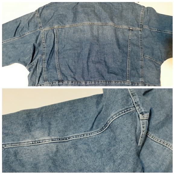 ๐Levi's Oversized Medium Wash Denim Cropped Trucker Jacket - Picture 9 of 12